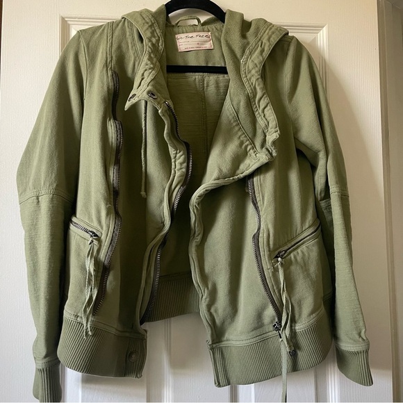 Free People We The Free Carmen Moto Jacket Green Olive Size S - Picture 3 of 17